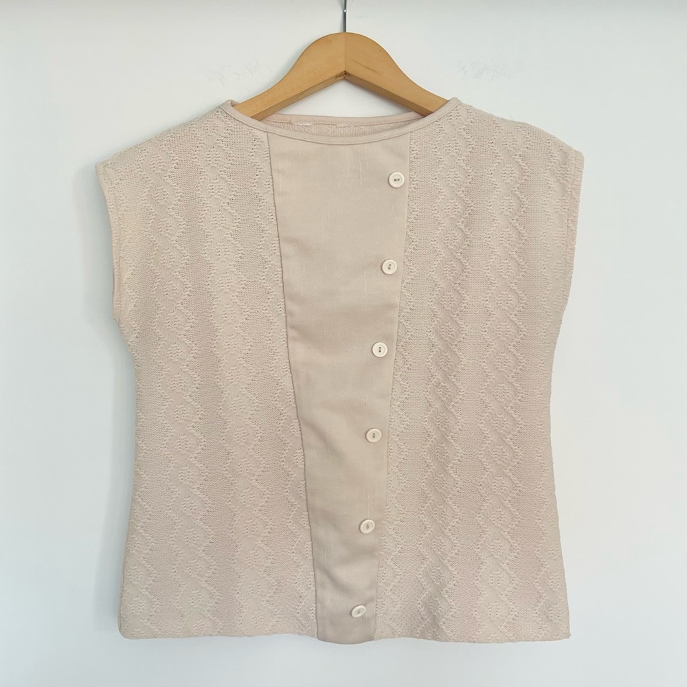 Beige Textured Pattern Knit Top